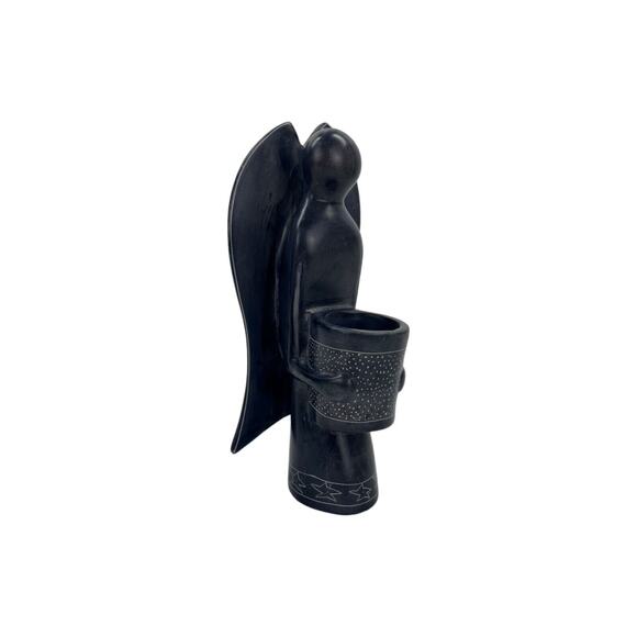 Vintage African Kisii Soapstone Carved Angel Candle Holder - Made in Kenya - Picture 1 of 8